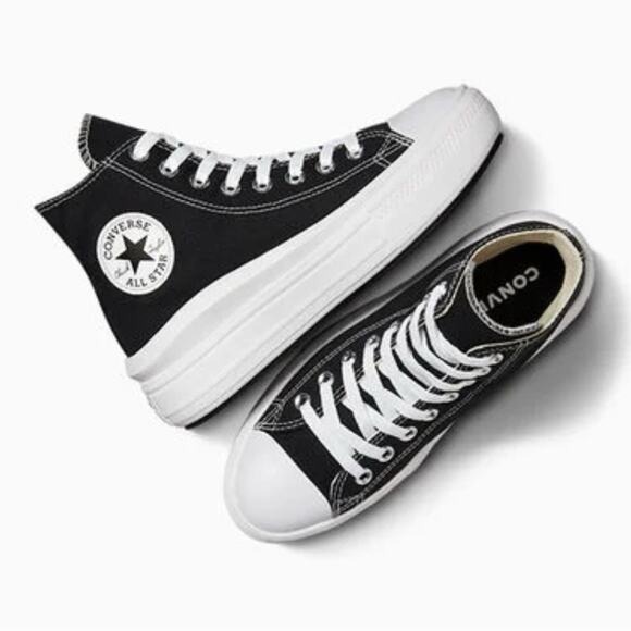 NEW CONVERSE Chuck Taylor All Star HIGH TOP Move Platform BLACK SNEAKERS Sz 8 - Picture 4 of 11